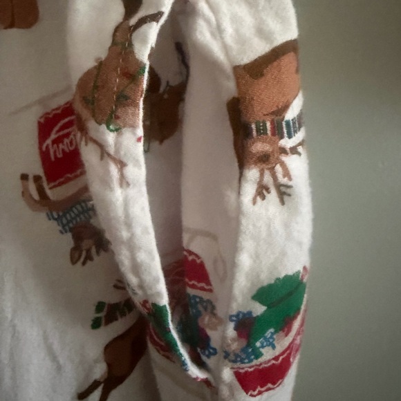 Old Navy White Reindeer XMAS Flannel button up Pajama Set size XL with pockets - Picture 11 of 13